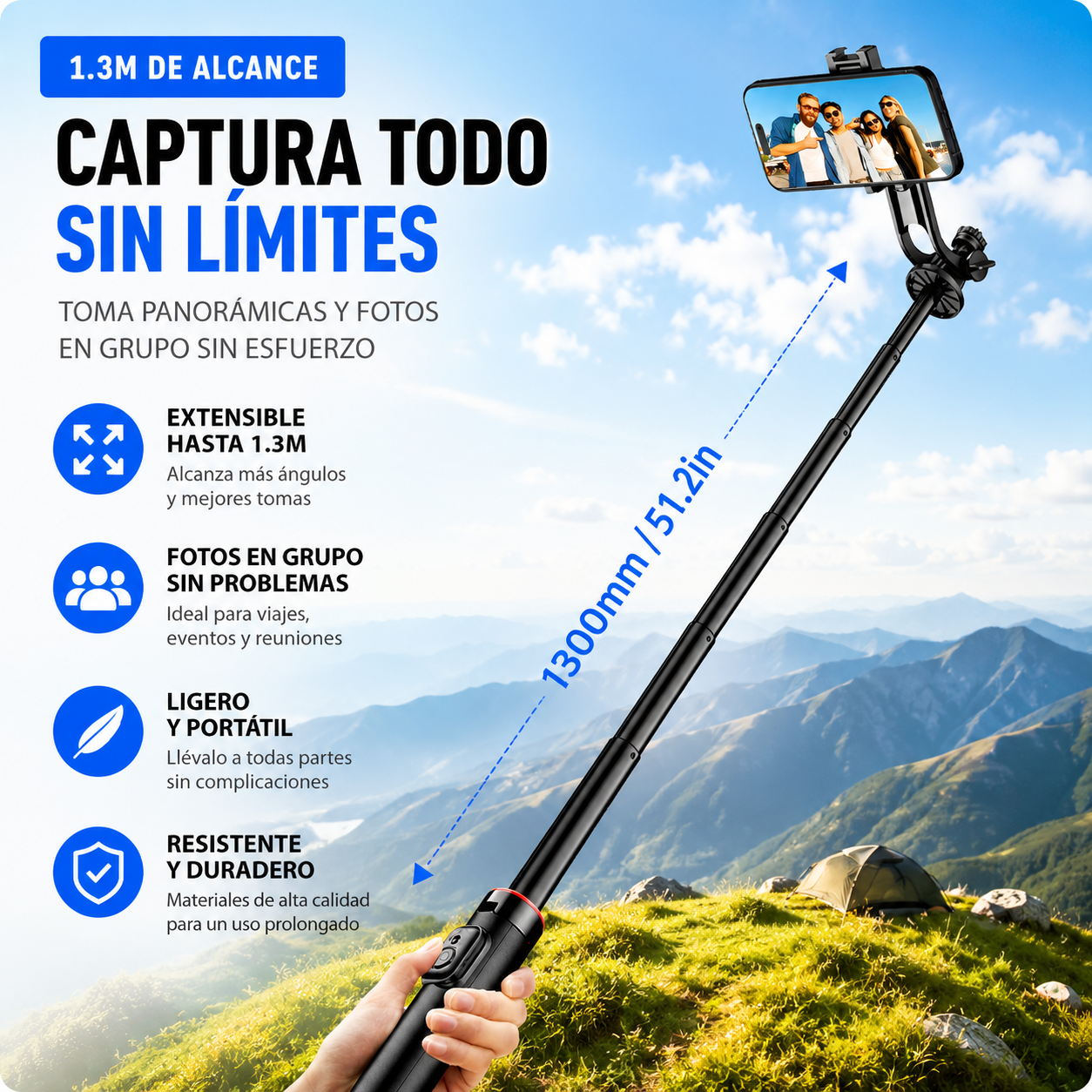 Trípode Magnético AIMA — MagSafe, Control Remoto Bluetooth y 131cm