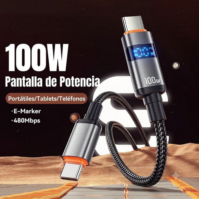 Cable Tipo C A Tipo C 100w Aima 2m Display Led Carga Rápida