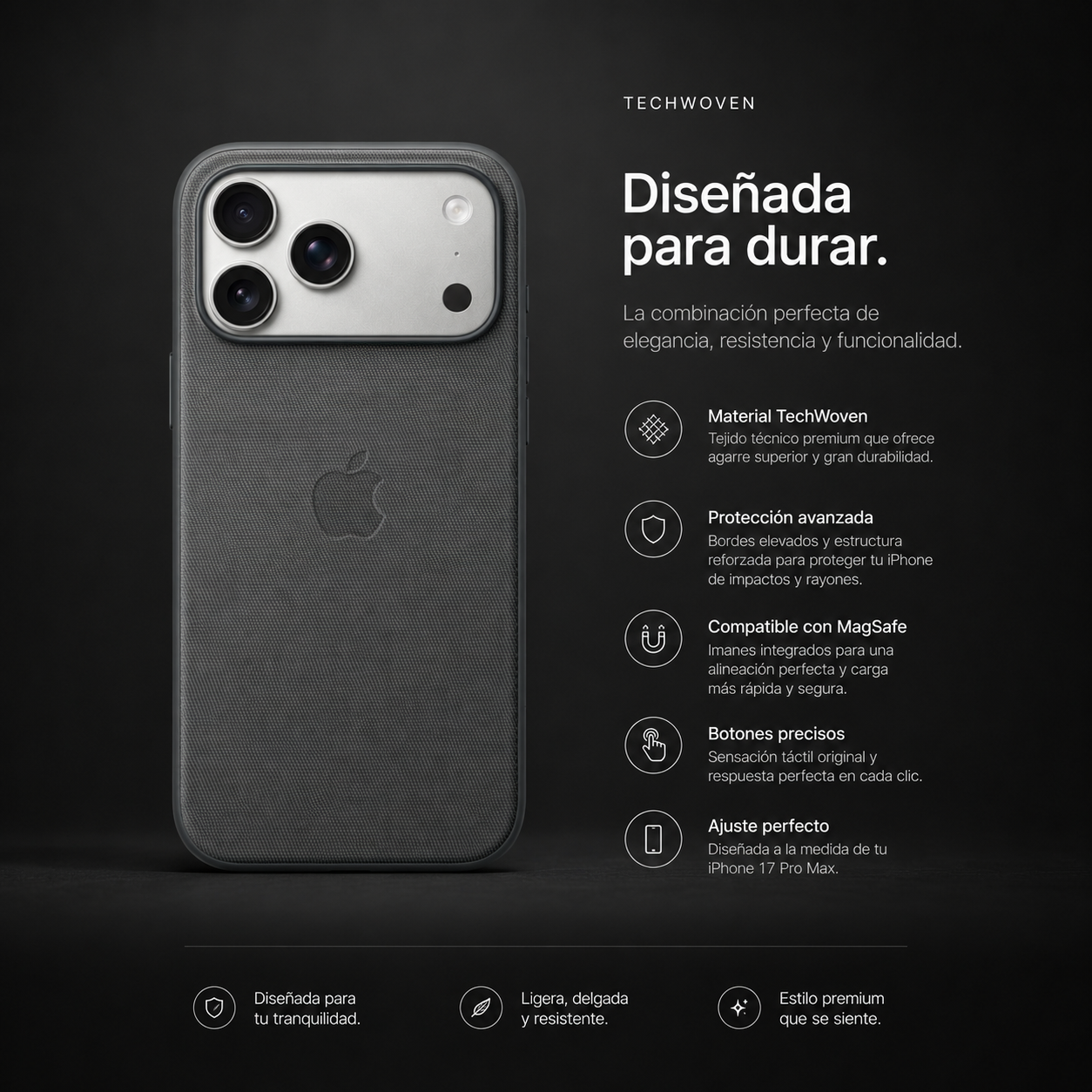 Funda Apple TechWoven Case MagSafe — iPhone 17 Pro / Pro Max | Compatible con AIMA HUB