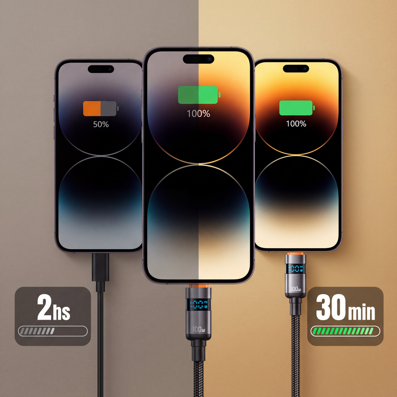 Cable Tipo C A Tipo C 100w Aima 2m Display Led Carga Rápida