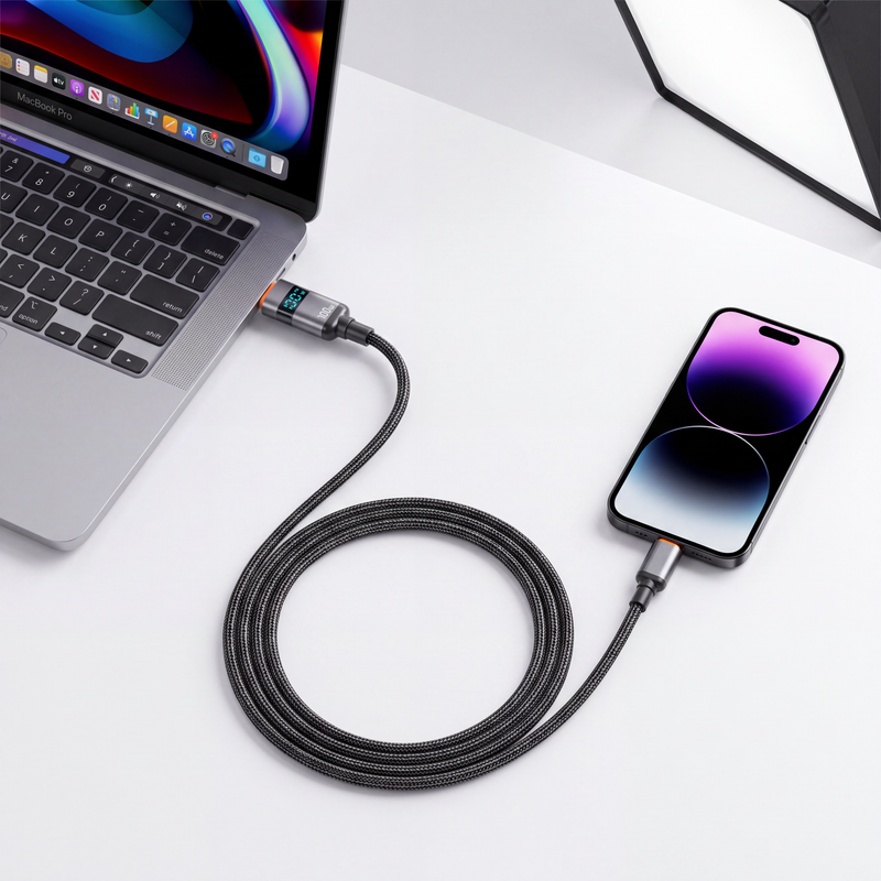 Cable Tipo C A Tipo C 100w Aima 2m Display Led Carga Rápida